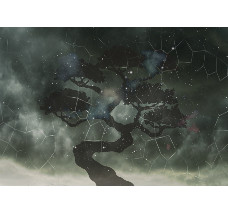 Papel mural espacio silueta de árbol celestial - TenVinilo