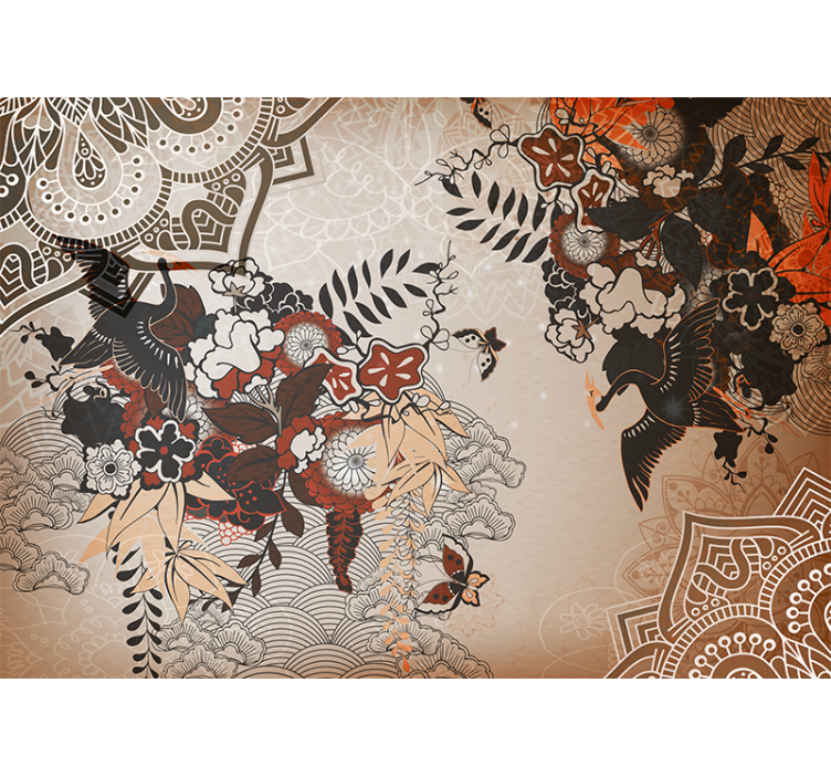 Papel mural mandala patrones florales - TenVinilo