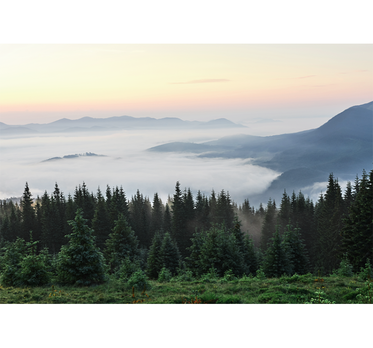 Papel mural paisajes vista de montañas tranquilas - TenVinilo