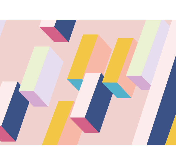 Mural abstracto disposición de bloques geométricos - TenVinilo