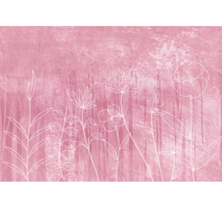 Papel mural flores contorno floral delicado - TenVinilo