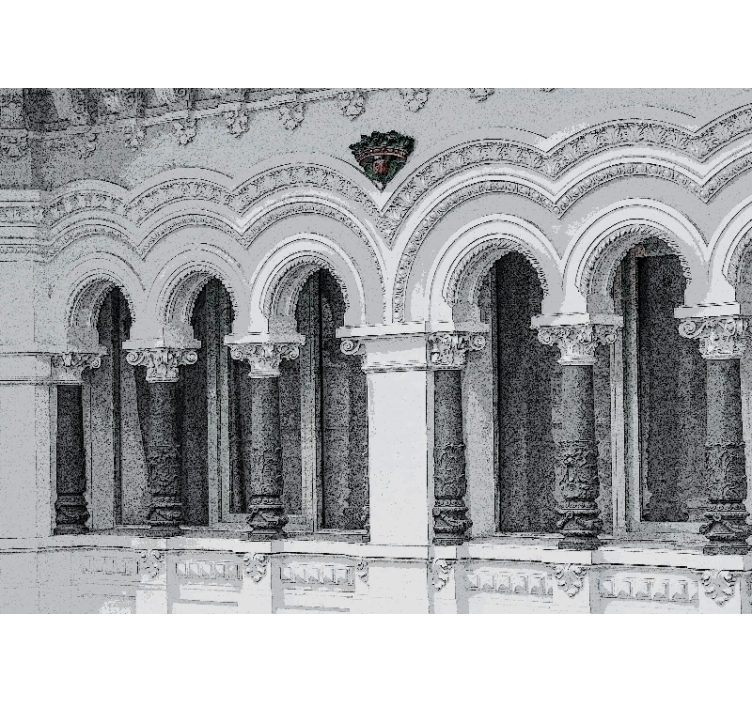 Mural de arte clásico detalle de arcos arquitectónicos - TenVinilo