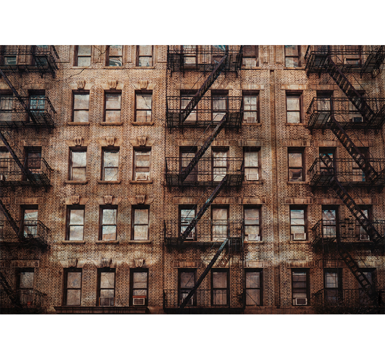Papel mural ciudades fachada de ladrillo urbano - TenVinilo