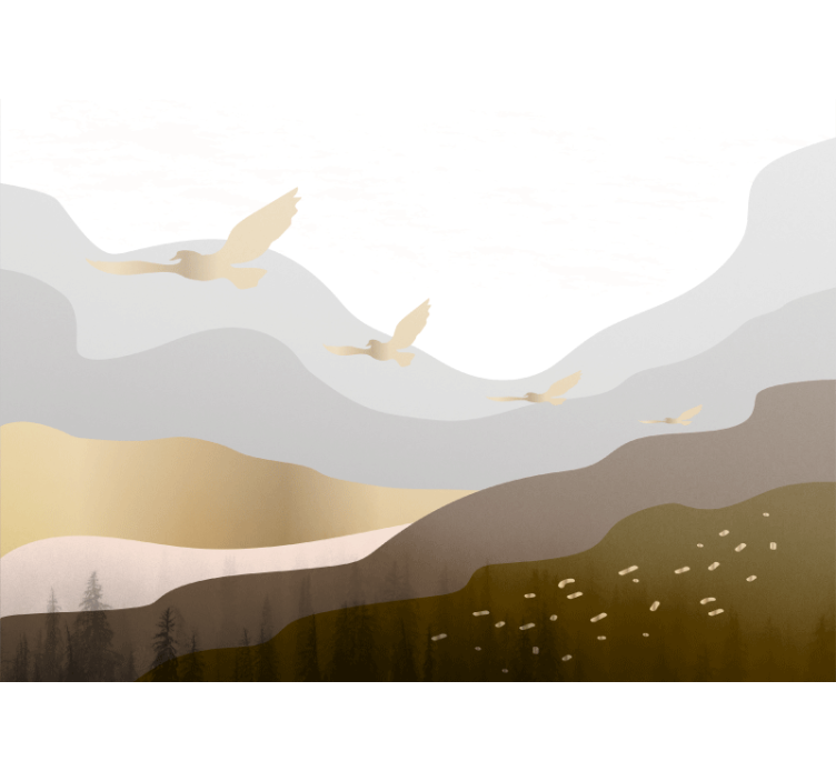 Papel mural naturaleza siluetas de aves volando - TenVinilo