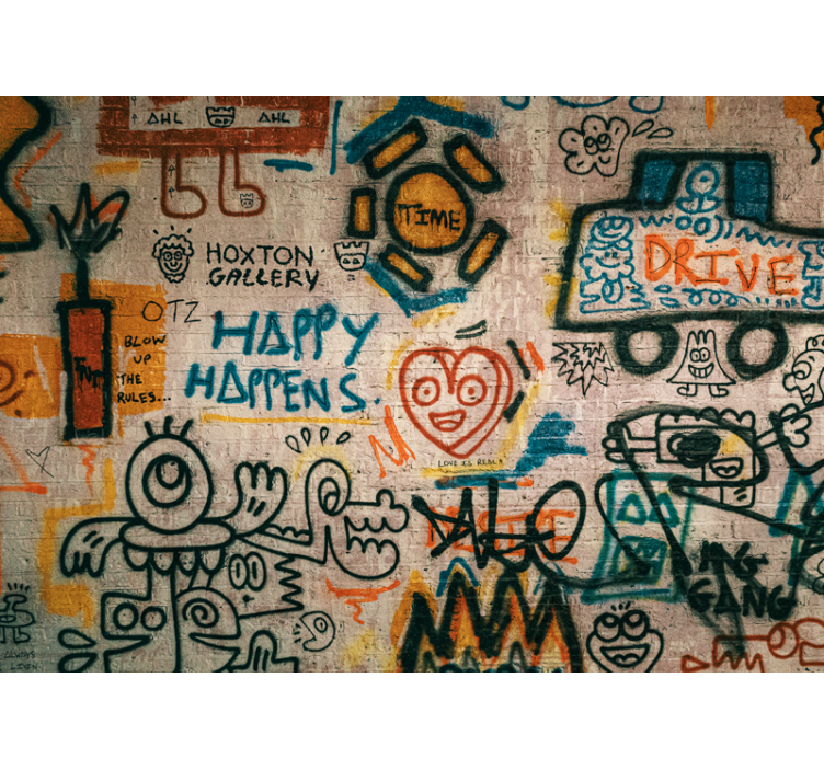 Mural graffiti arte callejero colorido - TenVinilo