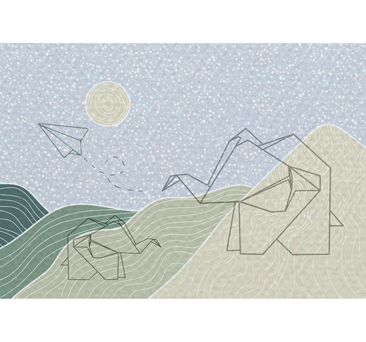 Papel mural infantil diseño de elefantes japoneses - TenVinilo