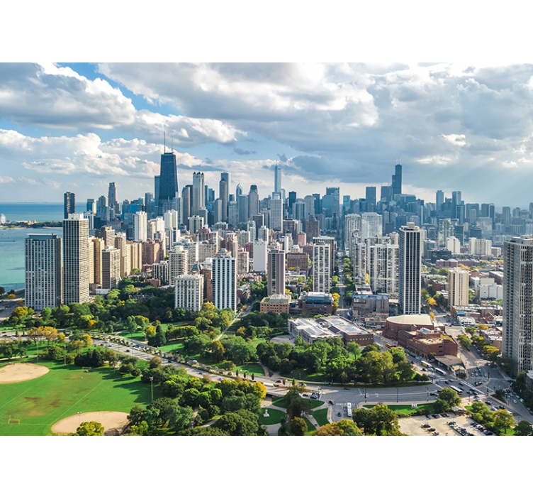 Papel mural ciudades horizontes de chicago - TenVinilo