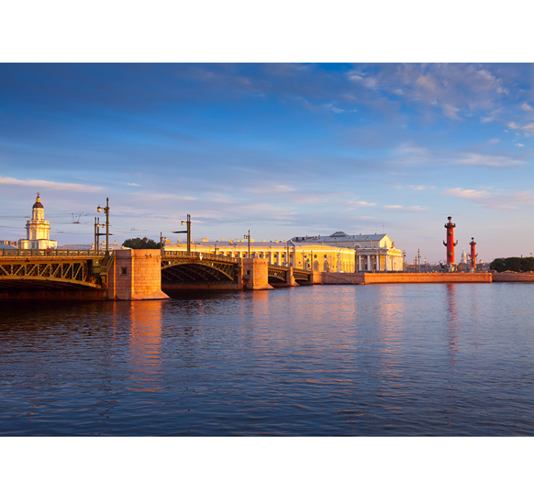Papel mural ciudades puente de san petersburgo al atardecer - TenVinilo