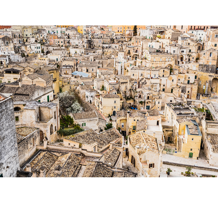 Papel mural ciudades tejados de piedra de matera - TenVinilo