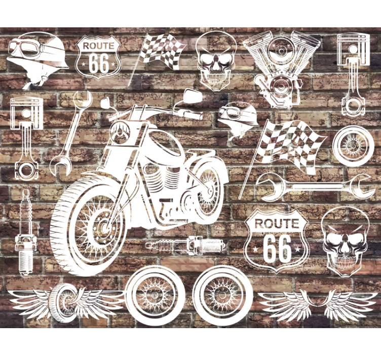 Papel mural vehículos ruta 66 en moto - TenVinilo