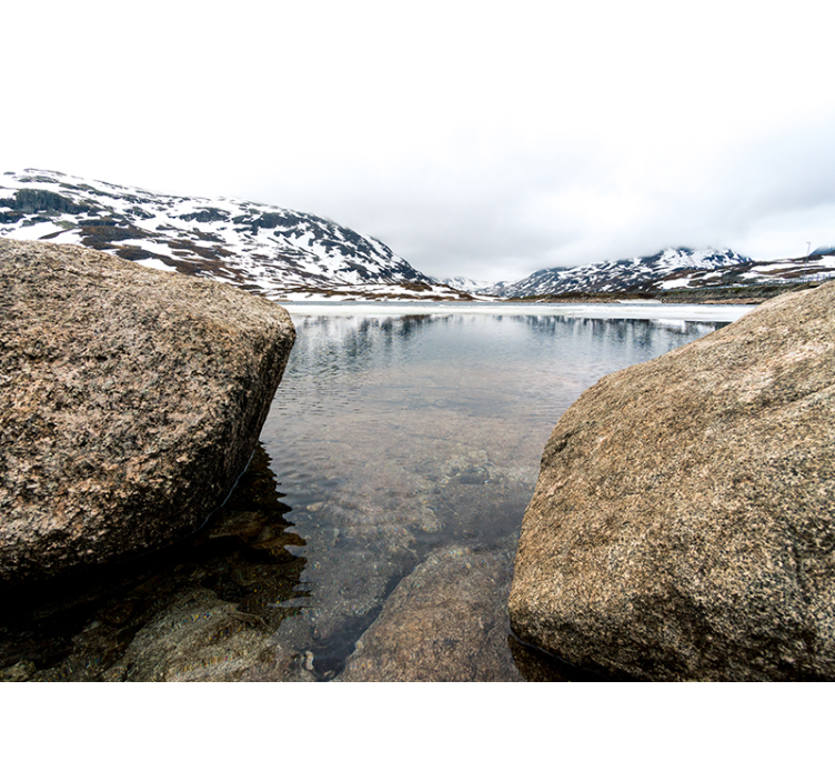 Papel mural paisajes reverberación de montañas serenas - TenVinilo