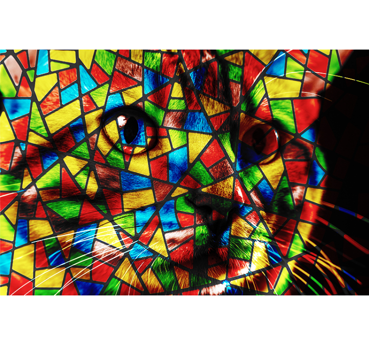 Mural de animales mosaico de gato colorido - TenVinilo