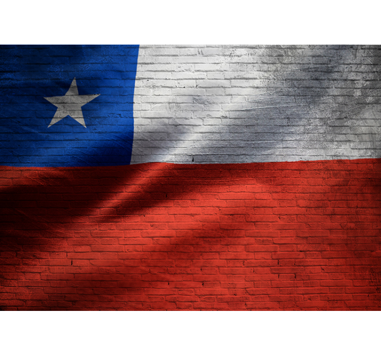 Fotomural ciudad Bandera de chile textura ladrillo - TenVinilo
