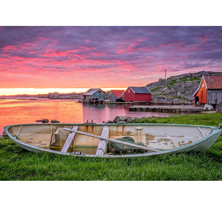 Papel mural paisajes pueblo costero pintoresco - TenVinilo