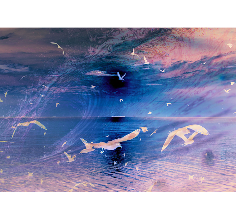 Papel mural naturaleza gaviotas al atardecer - TenVinilo