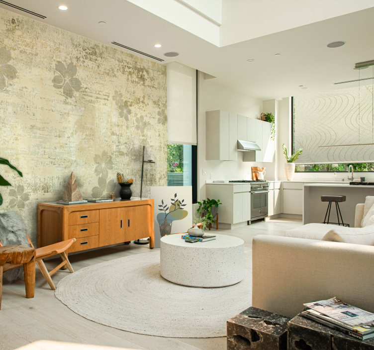 Papel mural salón delicados patrones florales - TenVinilo