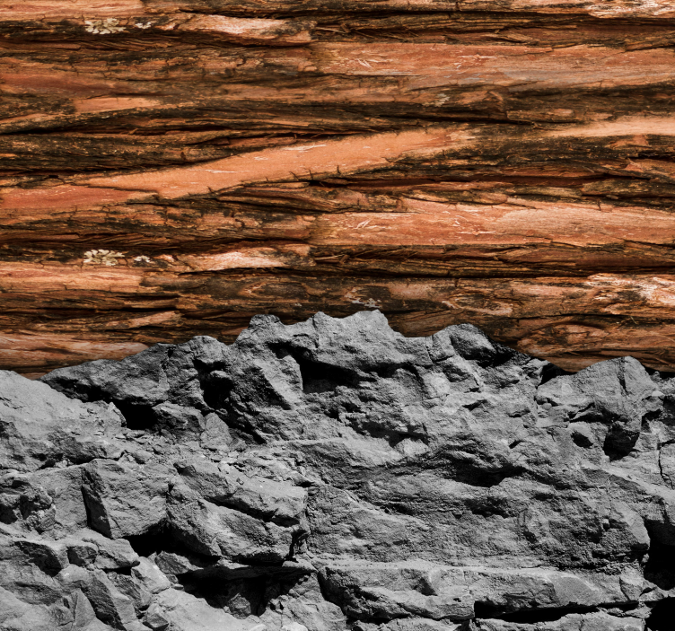 Fotomural salón madera y piedra - TenVinilo