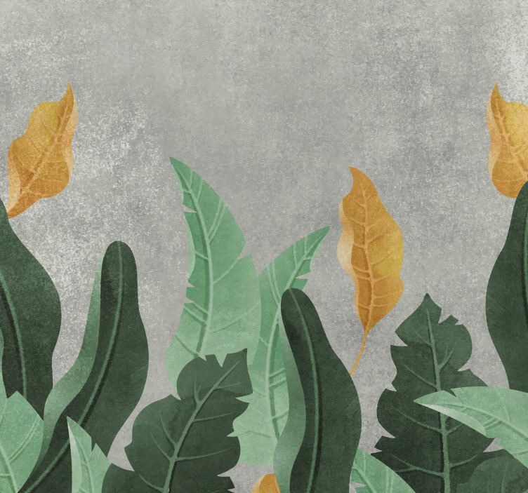 Fotomural salón plantas sobre concreto - TenVinilo