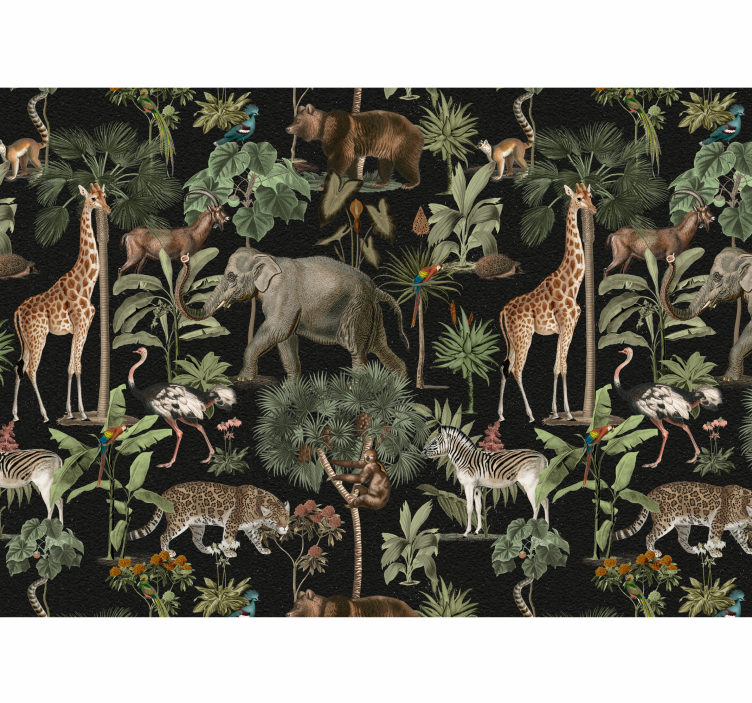 Papel mural dormitorio matrimonial safari de fauna jungla - TenVinilo