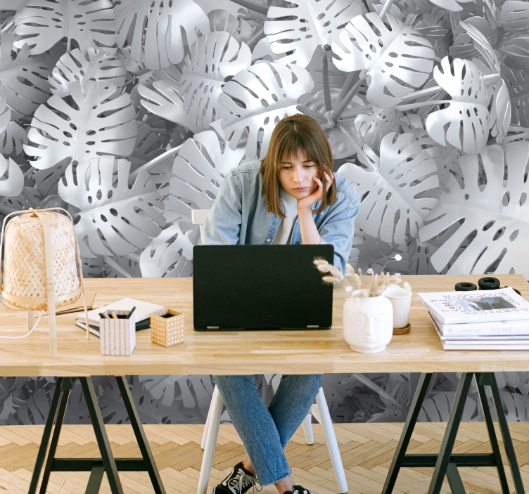 Fotomural 3D Hojas de ceramica - TenVinilo