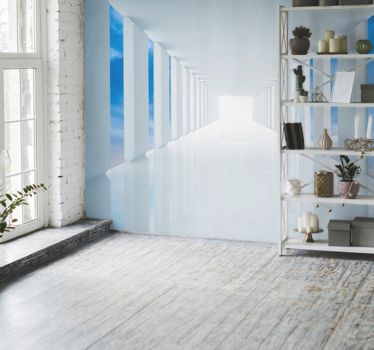 Fotomural 3D pasillo infinito sobre el mar - TenVinilo