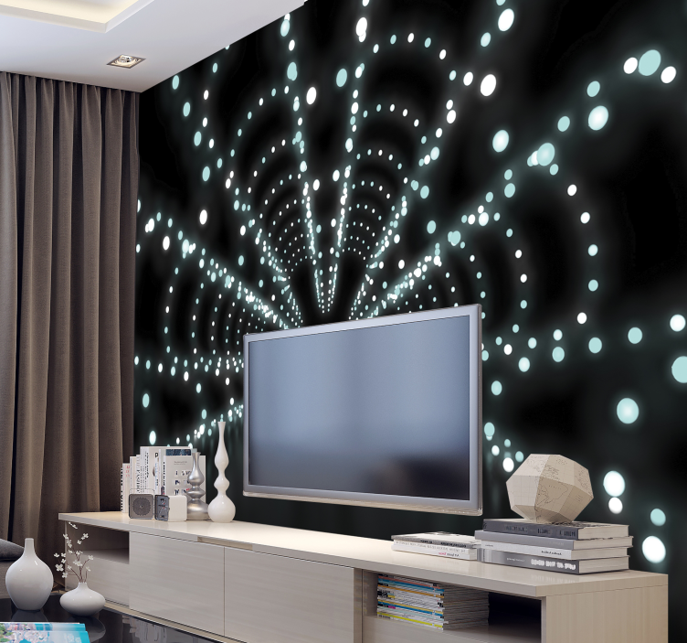 Fotomural 3D túnel de puntos blancos - TenVinilo