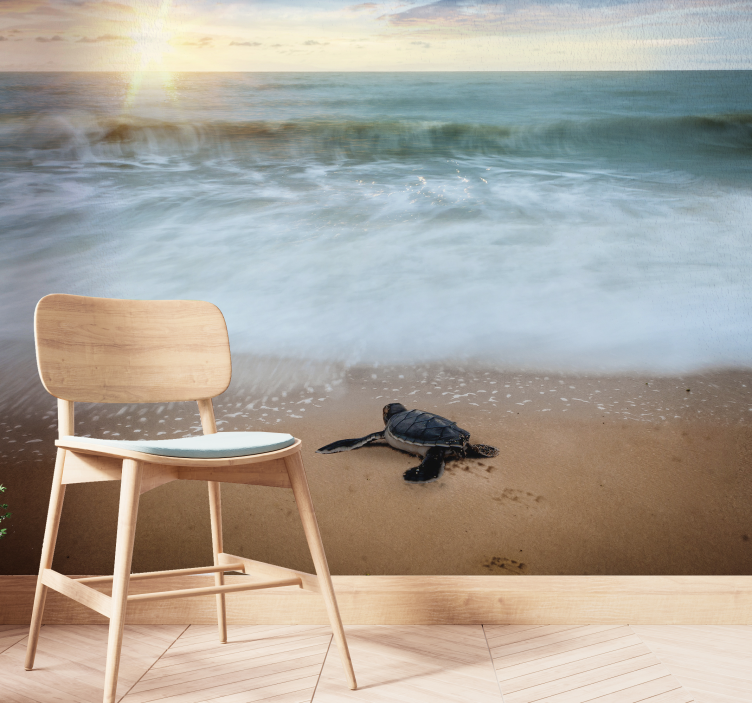 Fotomural de animales tortuga en la orilla - TenVinilo