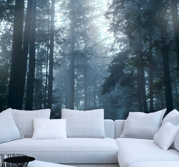 Fotomural de arboles árboles bosque neblinoso - TenVinilo