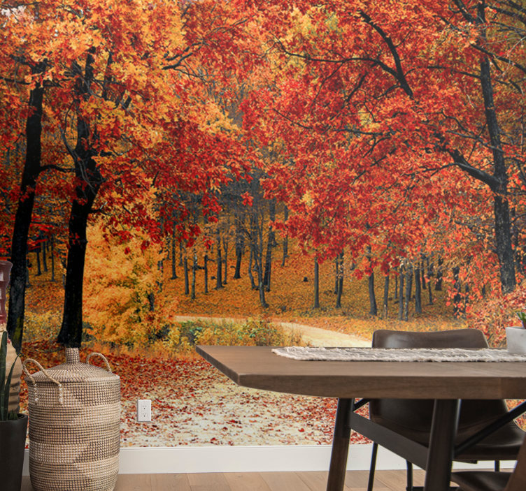 Fotomural de arboles Bosque de hojas rojas - TenVinilo
