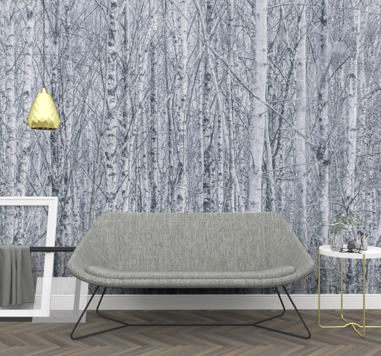 Fotomural de arboles forestales blanco y negro - TenVinilo