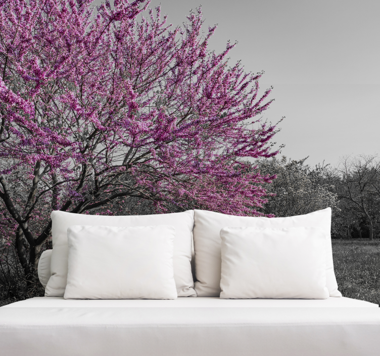 Fotomural árboles primavera escala grises - TenVinilo