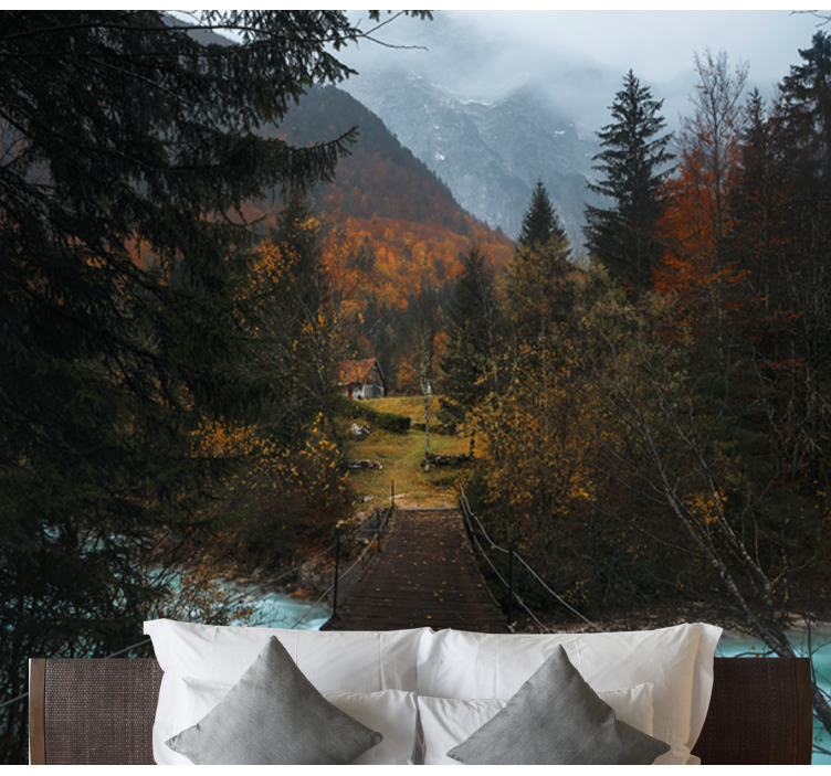 Fotomural de bosque Puente en el bosque - TenVinilo