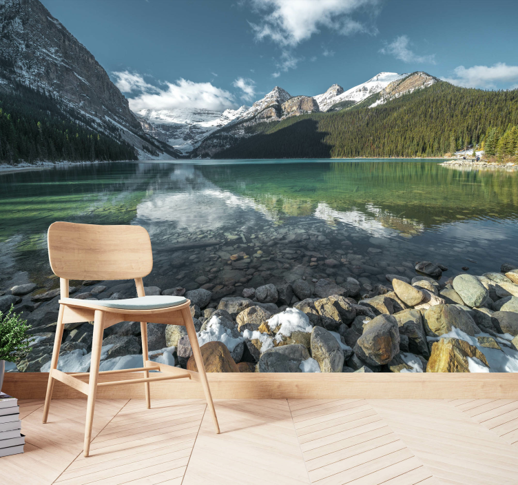 Fotomural cielo nubes reflejadas en lago - TenVinilo