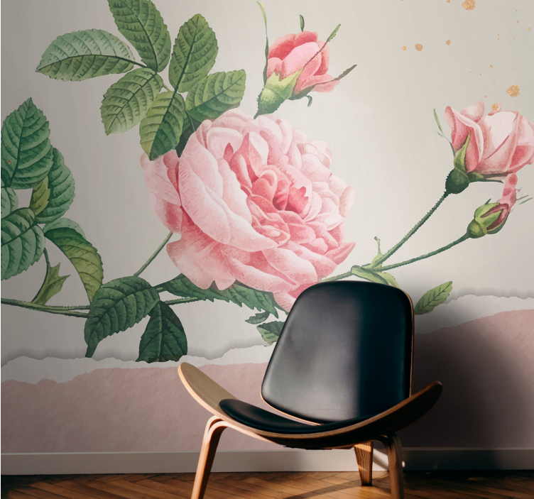 Fotomural flores Rosas vintage con textura - TenVinilo