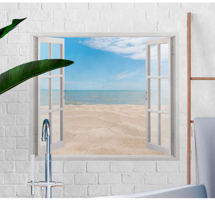 Fotomural imitación ladrillo Pared de ladrillo con una foto de ve - TenVinilo