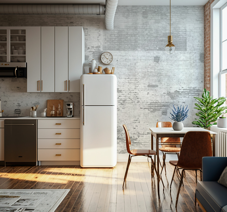 Fotomural imitación ladrillo viejo muro blanco - TenVinilo