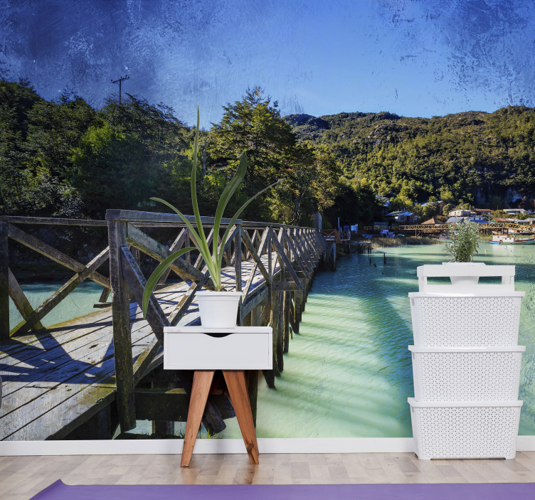 Fotomural de montañas Montaña lago caleta tortel - TenVinilo