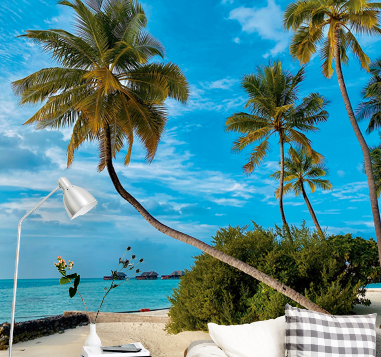 Mural para salón Cocotero en la playa - TenVinilo