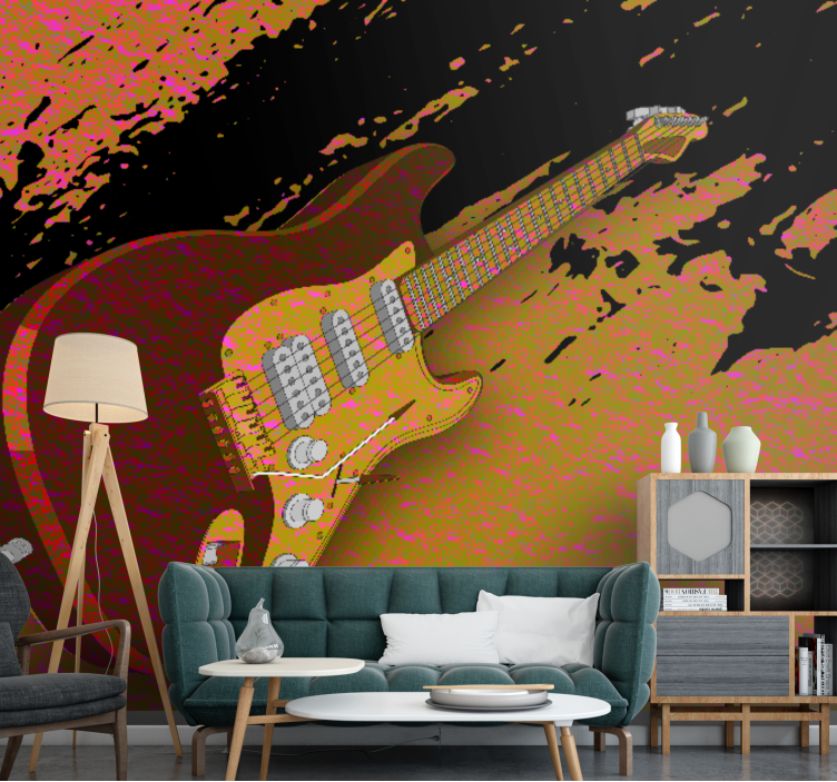 Fotomural retro Guitarra 3d "estilo urbano" - TenVinilo