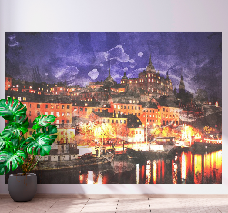 Fotomural ciudad Stockholmo dibujado - TenVinilo