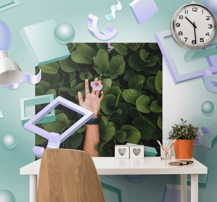 Fotomural 3D piezas geométricas con foto - TenVinilo