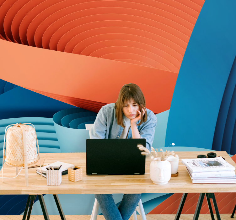 Mural abstracto capas de papel dinámicas - TenVinilo