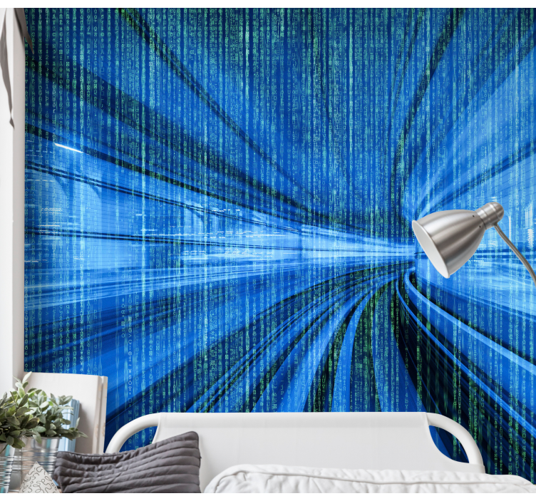 Mural abstracto flujo digital dinámico - TenVinilo