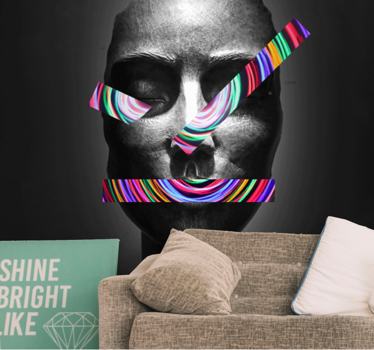 Fotomural arte clásico Coloridas formas 3d en estilo vaporwave - TenVinilo