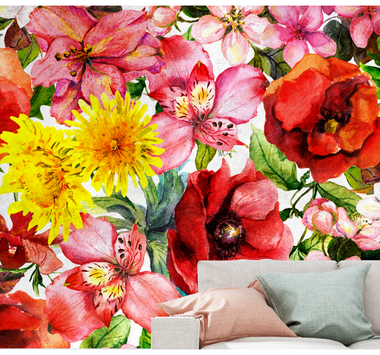 Fotomural de amapolas Amapolas y flores - TenVinilo