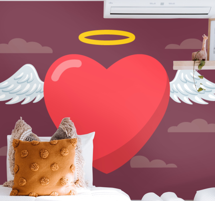 Mural de amor corazón con alas - TenVinilo