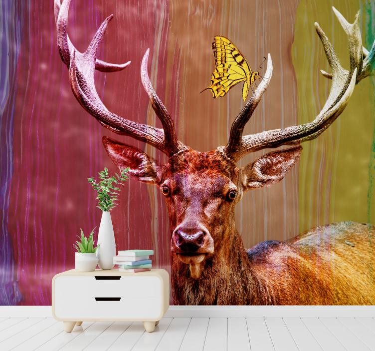 Mural de animales cabeza de ciervo majestuoso - TenVinilo