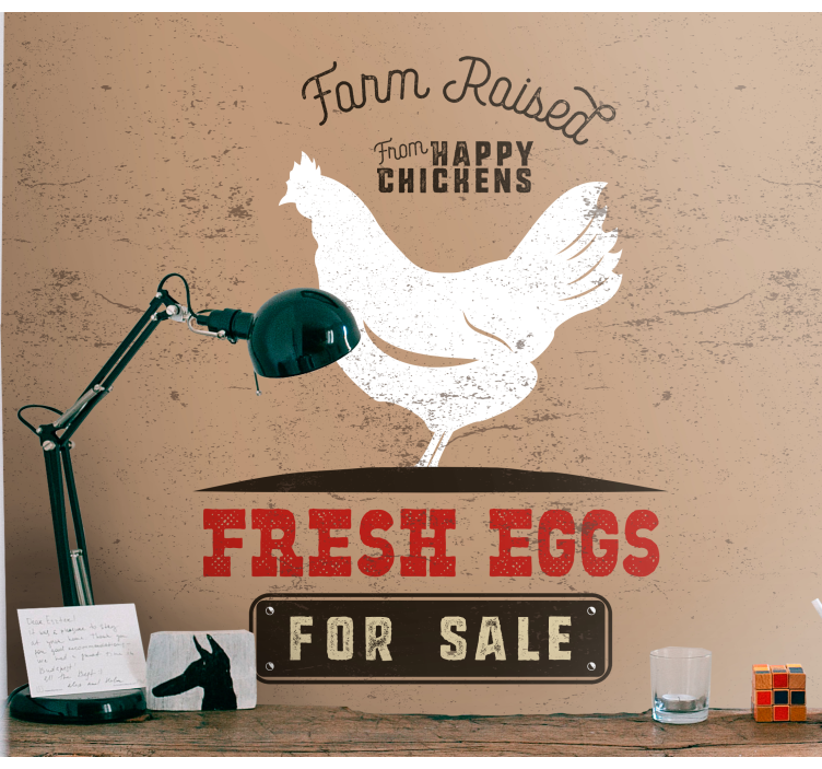 Mural de animales gallinas frescas de granja - TenVinilo