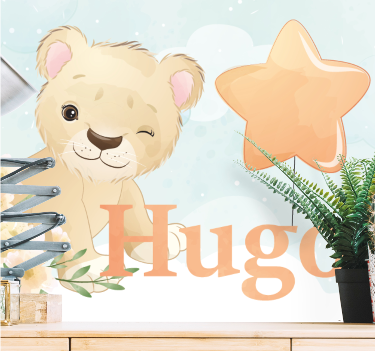 Mural de animales personaje de león lindo - TenVinilo