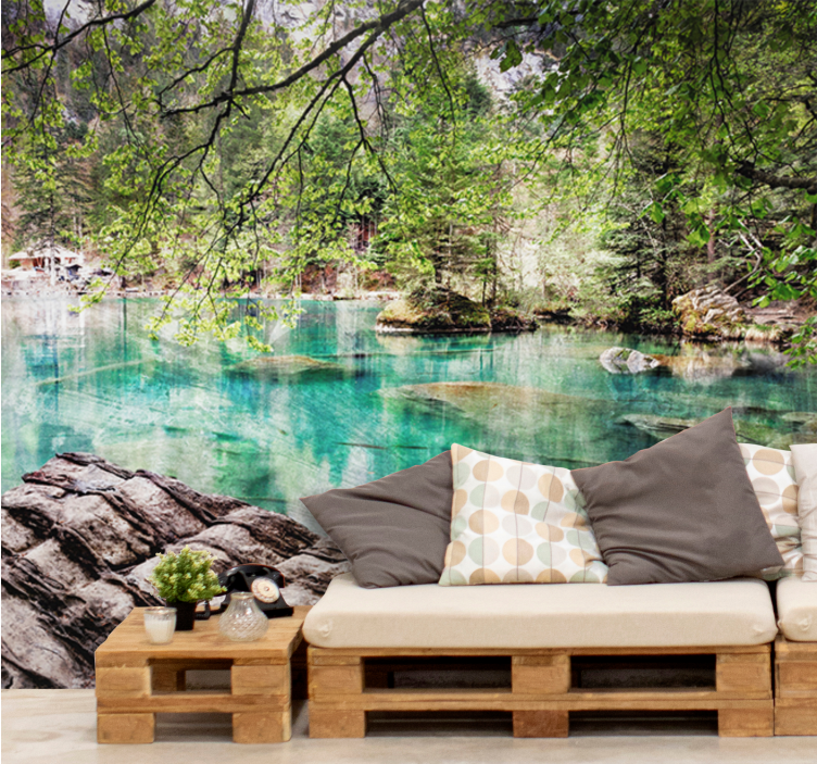 Fotomural lago Lago y árboles durante el día - TenVinilo